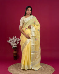 SC3139 - Linen Saree With Sticker Print