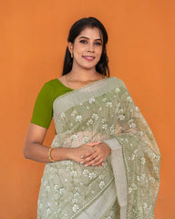 SC4870 - Linen Saree with Shining Foil Print