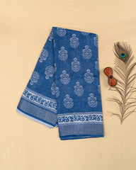 SC3967 - Indigo Blue Linen With Bandhini Print