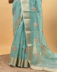 SC3121 - Tissue Embroidery Saree With Jarjoshi Work