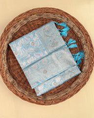 SC3020 - Linen Saree With Foil Weaving And Copper Stone
