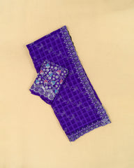 SC3813 - Chiffon Georgette With Sarowski And Seperate Blouse Work