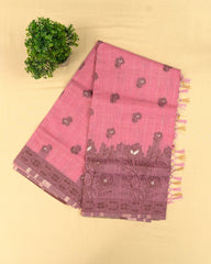 SC3026 - Linen Zari Lines Coffee Butta