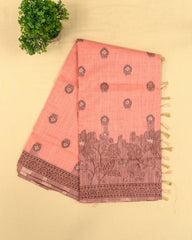 SC3026 - Linen Zari Lines Coffee Butta