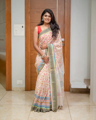SC7424 - KHADI COTTON WITH FLORAL PATTERN SAREE