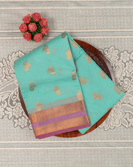 SC2880 - Linen Cotton With Copper And Gold Zari