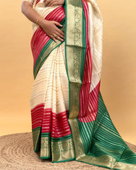 SC3653 - Dola Silk With Silver And Copper Lines