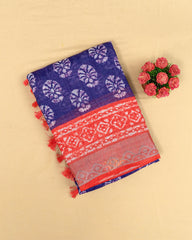 SC4350 - Linen With Bandhini Print And Border Stone