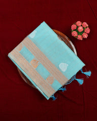 SC3181 - Linen Saree With Copper And Silver Butta