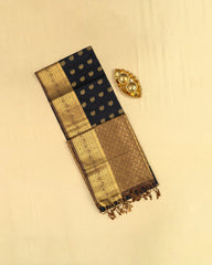 SC4585 -SOFT SILK WITH GOLD ZARI BUTTA AND CONTRAST BORDER