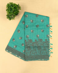 SC3026 - Linen Zari Lines Coffee Butta