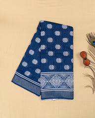 SC3967 - Indigo Blue Linen With Bandhini Print