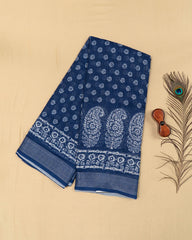 SC3967 - Indigo Blue Linen With Bandhini Print