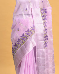 Linen Embroidery with Silver Zari
