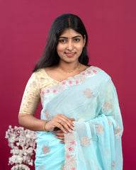 SC3994 - Georgette With Embroidery And Handwork Stone