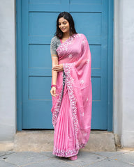 SC6334 - CHIFFON FANCY EMBROIDERY SAREE