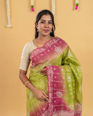 SC2894 - Raw Silk With Bandhini Design