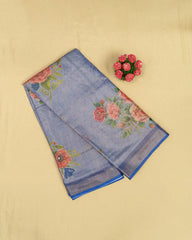 SC3164 - Tissue Saree With Digital Print And Gold Foil Over Butta