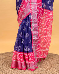 SC4350 - Linen With Bandhini Print And Border Stone