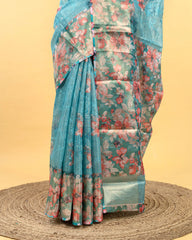 SC3415 - Tissue Saree With Embroidery All Over