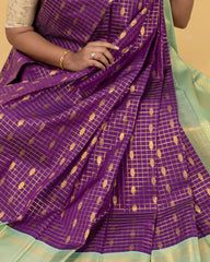 SC3471 - Silk Saree With Checked Gold Butta