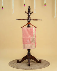 Tissue Linen Saree with Embroidery & Zari Thread Work