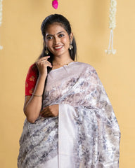 Fancy Digital Print Saree with Jacquard Work & Neen Zari Border