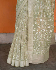 SC4870 - Linen Saree with Shining Foil Print