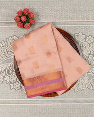 SC2880 - Linen Cotton With Copper And Gold Zari