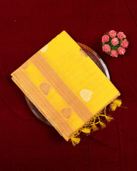 SC3181 - Linen Saree With Copper And Silver Butta