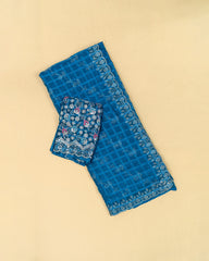 SC3813 - Chiffon Georgette With Sarowski And Seperate Blouse Work