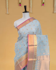 SC2880 - Linen Cotton With Copper And Gold Zari