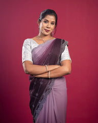 SC6490 - CHIFFON SAREE WITH DUAL TONE AND STONE WORK