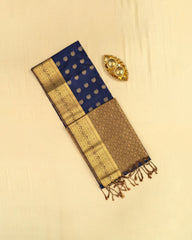 SC4585 -SOFT SILK WITH GOLD ZARI BUTTA AND CONTRAST BORDER