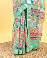 SC3627 - Linen Saree With Sparkling Stone And Embroidery All Over