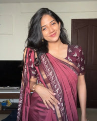 SC6719 - CHANDERI SILK SAREE WITH BANDHANI BORDER AND MIRROR WORK