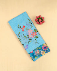 SC3151 - Linen with colour embroidery and chikku work