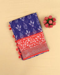 SC4350 - Linen Bandhini Print With Border Stone