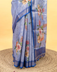SC3162 - Tissue Saree With Embroidery All Over
