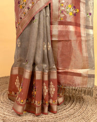SC3120 - Tissue Saree With Sequence And Embroidery Work