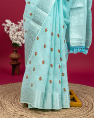 SC3084 - Linen Embroidery Meena Butta