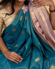 SC3471 - Silk Saree With Checked Gold Butta