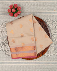 SC2880 - Linen Cotton With Copper And Gold Zari