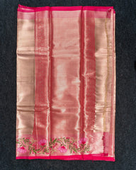SC4808 - ROSE GOLD TISSUE SAREE WITH ZARI BODY AND PREMIUM BORDER WORK