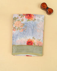 SC3505 - Linen With Sparkling Stone Over Body And Silver Border