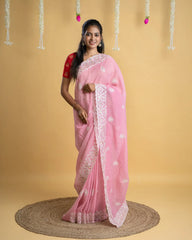 Candy Crush Material Saree with Soft Finish