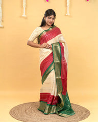 SC3653 - Dola Silk With Silver And Copper Lines