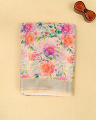 SC3505 - Linen With Sparkling Stone Over Body And Silver Border
