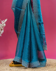 SC2932 - Fendy Saree with Copper and Silver Stone