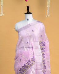 Linen Embroidery with Silver Zari